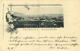 T3 1898 Kassa, Kosice; Látkép. Kiadja Vitéz A. / General View. Floral (EB) - Sonstige & Ohne Zuordnung