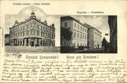 * T2/T3 1903 Komárom, Komárno; Grünfeld Bérháza, Stettler Ignác üzlete, Vármegyeháza. Kiadja Freisinger M. / Tenement Ho - Sonstige & Ohne Zuordnung