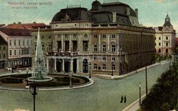 T2/T3 1909 Pozsony, Pressburg, Bratislava; Városi Színház, Szökőkút / Städt. Theater / Theatre, Fountain (EK) - Sonstige & Ohne Zuordnung