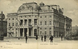 T3 1908 Pozsony, Pressburg, Bratislava; Városi Színház, óra / Städt. Theater / Theatre, Clock (EB) - Other & Unclassified