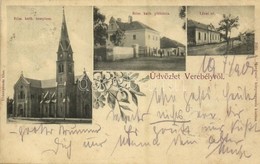 T2 1905 Verebély, Vráble; Római Katolikus Templom és Plébánia, Lévai út. Hungária Könyvnyomda Kiadása / Church And Recto - Sonstige & Ohne Zuordnung