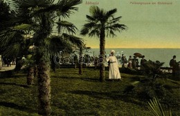 T2 1908 Abbazia, Opatija; Palmengruppe Am Südstrand / Pálmafák A Déli Strandon / Beach, Palm Trees. Federico Cretich No. - Otros & Sin Clasificación