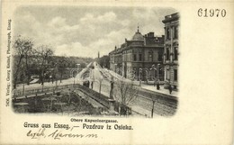 * T2/T3 Eszék, Esseg, Osijek; Obere Kapuzinergasse / Utcakép Télen, Lóvasút. Kiadja Georg Knittel 5456. / Street View In - Sonstige & Ohne Zuordnung