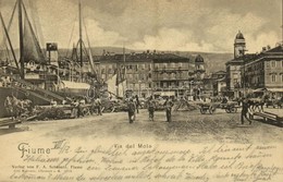 T2 1900 Fiume, Rijeka; Via Del Molo / Molo, Quay, Steamship. Verlag V. F. A. Schnautz - Other & Unclassified