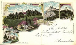 T2/T3 1898 Fraknó, Forchtenstein; Rozália-hegy, Carl Wutzlhofer Vendéglője, Vár, Bécsújhely Kilátó / Schloss, Gasthaus,  - Unclassified