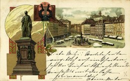T2 1904 Graz, Hauptplatz, Erzherzog Johann. Art Nouveau, Litho. Lith. Kunst-Anst. August Matthéy - Other & Unclassified