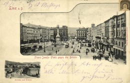 T2 Linz, Franz Josefs-Platz Gegen Die Brücke, Urfahr / Square, Bridge, Trams, Shops - Sonstige & Ohne Zuordnung