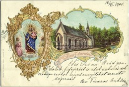 T2/T3 1905 Maria Fieberbründl, Kirche / Church. Art Nouveau, Golden Emb. Litho (fa) - Other & Unclassified