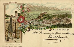 T2/T3 1898 Salzburg, Elektrischer Aufzug / Elevator, General View, Castle, Coat Of Arms. Schneider & Lux No. 821. Art No - Sonstige & Ohne Zuordnung
