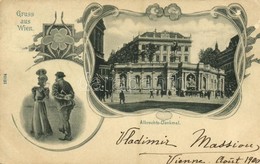 T2/T3 1897 Wien, Vienna, Bécs I. Albrechts-Denkmal / Monument, Art Nouveau + 'Das Künstliche Echo Der Neuen Curverwaltun - Sonstige & Ohne Zuordnung