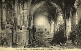 ** T1 Clermont-en-Argonne, Les Ruines De La Grande Guerre, Intérieur De L'Église / Great War Ruins, Interior Of The Chur - Other & Unclassified