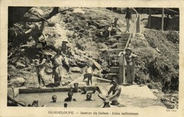 T2 1934 Guadeloupe, Sources Du Gabon, Eaux Sulfureuses / Springs, Sulphur Water, Bathers, Folklore - Other & Unclassified