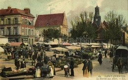 * T2 1914 Saint-Quentin, Le Marché Aux Fleurs, Buvette Des Halles / Flower Market, Bar - Sonstige & Ohne Zuordnung