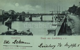 T2/T3 1898 Gorzów Wielkopolski, Landsberg An Der Warthe; Warthebrücke / Warta River Bridge. O. Schleich Nachf. No. 223.  - Other & Unclassified