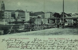 T2 1898 Gorzów Wielkopolski, Landsberg An Der Warthe; Stadtansicht Mit Warthebrücke / Street View, Quay, Warta River Bri - Otros & Sin Clasificación