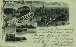 T3 1898 Wroclaw, Breslau; Blick Vom Elisabeththurm, Tauentzien-Platz, Oberschlesischer Bahnhof, Sand-Kirche / Church, Ra - Otros & Sin Clasificación