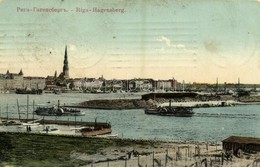 T2/T3 1910 Riga, Hagensberg / General View, Quay, Steamships (EK) - Andere & Zonder Classificatie