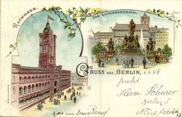 * T2/T3 1899 Berlin, Rathaus, Das Lutherdenkmal / Town Hall, Luther Monument. A. Jandorf & Co. Art Nouveau, Floral, Lith - Sin Clasificación