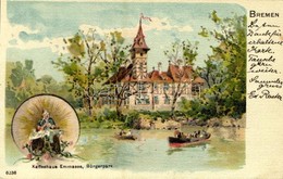 T2/T3 1899 Bremen, Kaffeehaus Emmasee, Bürgerpark / Café, Park, Rowing Boats. Litho (EK) - Unclassified