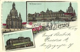 T2/T3 1899 Dresden, Frauenkirche, Kgl. Kunstacademie, Finanz-Ministerium / Church, Art Academy, Ministry Of Finance. Dre - Sin Clasificación