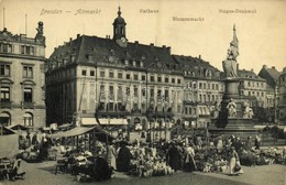 ** T2/T3 Dresden, Altmarkt, Rathaus, Blumenmarkt, Sieges Denkmal / Flower Denkmal, War Statue, Town Hall (EK) - Ohne Zuordnung