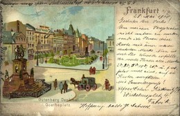 T2/T3 1900 Frankfurt Am Main, Gutenberg Denkmal, Goetheplatz / Monument, Litho - Ohne Zuordnung