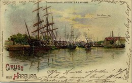 T2 1899 Hamburg, Der Hafen / Port, Harbor, Sailing Vessels. Kunsverlagsanstalt Röpke & Woortman Transparentpostk. 'Meteo - Ohne Zuordnung