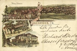 T2/T3 1898 Langebrück (Dresden), Villen Colonie, Kurbad, Hotel Zur Post / Villas, Hotel, Spa, Baths. Kunst Druck Anstalt - Ohne Zuordnung