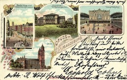 T2 1899 Magdeburg, Breite Weg Und Hasselbachbrunnen, Friedrich-Wilhelmsgarten, Hauptbahnhof, Dom / Street View, Park, Ra - Ohne Zuordnung