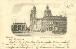 T2 1898 München, Theatinerkirche Mit Feldherrnhalle / Street View, Tram, Theatrine Church, Field Marshals' Hall - Ohne Zuordnung