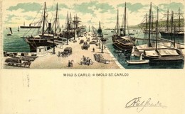 T2 1901 Trieste, Trieszt, Trst; Molo S. Carlo / Molo, Sailing Vessels. Editore Alessandro Levi Art Nouveau, Litho - Otros & Sin Clasificación