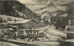 T1/T2 1914 Les Avants En Hiver, Le Buffet De La Gare Et La Dent De Jaman / Railway Station, Buffet, Mountain, Winter - Otros & Sin Clasificación