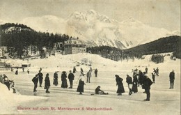 ** T1 St. Moritz, Eisrink Auf Dem St. Moritzersee & Waldschlössli / Lake, Rink, Ice Skaters, Hotel - Otros & Sin Clasificación