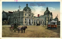 T2/T3 Lviv, Lwów, Lemberg; Glówny Dworzec / Hauptbahnhof / Railway Station, Tram, Horse Chariot  (EK) - Otros & Sin Clasificación