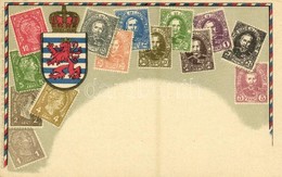 ** T2 Grand Duche De Luxembourg / Stamps And Coat Of Arms Of Luxembourg. Carte Philatelique Ottmar Zieher, Litho - Unclassified