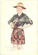 T2/T3 Skót Cserkész. Kiadja A Magyar Cserkészszövetség / Boy Scout From Scotland, Art Postcard S: Márton L. + 1933 Gödöl - Unclassified