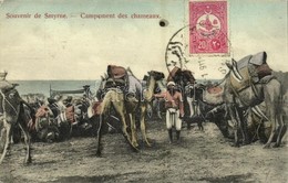 T2/T3 1911 Izmir, Smyrne; Campement Des Chameaux / Camel Caravan, Camp, Turkish Folklore. TCV Card (fl) - Sin Clasificación