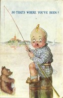 * T2/T3 1929 'So That's Where You've Been?', Child With Fishing Rod, Teddy Bear, Humour (EK) - Sin Clasificación