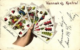 * T2/T3 1899 Vannak és Kontra! Ferenczi B. Kiadása / Hungarian Card Game, Litho  (EK) - Sin Clasificación