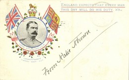 T2 1900 Lord Kitchener, G.C.B., 'England Expects That Every Man This Day Will Do His Duty', Flags, Floral - Ohne Zuordnung