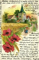 T4 1904 Landscape With Poppy Flowers. Litho (tear) - Unclassified