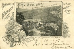 T2 1897 Bruxelles Exposition, Alpes Tyroliennes, L'ascension Dans La Vallée Du Ziller, Au Buffet Münchener Bürger-Brau / - Ohne Zuordnung
