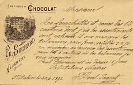 T2/T3 1892 (Vorläufer!) Fabrique De Chocolat Ph. Suchard (Neuchatel, Suisse) / Very Early Swiss Chocolate Factory Advert - Ohne Zuordnung