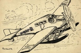 T2/T3 1925 H-MAC-B Lajstromjelű Hydroplán (hidroplán). Kézzel Rajzolt. A Rajzoló, Reichart Levele / Hungarian Seaplane.  - Unclassified