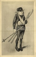 ** T2/T3 Winter Sport Art Postcard. Skier With Broken Arm (EK) - Ohne Zuordnung