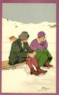 ** T1 Winter Sport Art Postcard. Ice Skating. Vouga & Cie No. 114. Litho S: Pellegrini - Unclassified