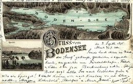 T2/T3 1895 (Vorläufer!) Bodensee, Rheinfall / Rhine Falls Waterfall, Lake Constance. G. Blümlein & Co. Art Nouveau, Lith - Ohne Zuordnung