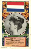 ** T2/T3 Wilhelmina Of The Netherlands, Flag, Floral (gluemark) - Ohne Zuordnung