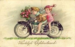 T2/T3 1931 'Hartelijk Gefeliciteerd' / Children On A Motorbike, Greeting Card, 'Begro' Serie 8582 (EK) - Sin Clasificación