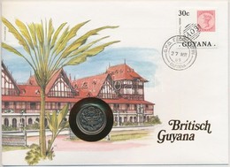Guyana 1985. 25c, Felbélyegzett Borítékban, Bélyegzéssel, Német Nyelvű Leírással T:1 Patina
Guyana 1985. 25 Cents In Env - Unclassified
